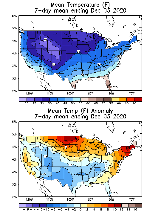 Mean Temperature (F) 7-Day Mean ending Dec 03, 2020