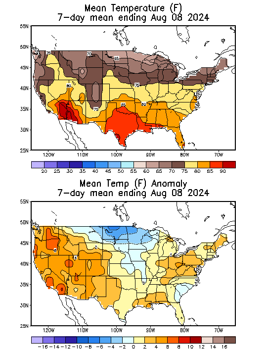 Mean Temperature (F) 7-Day Mean ending Aug 08, 2024