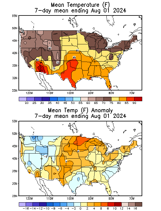 Mean Temperature (F) 7-Day Mean ending Aug 01, 2024