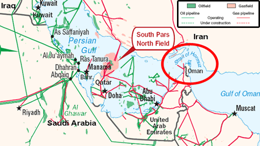 strait of hormuz on world map