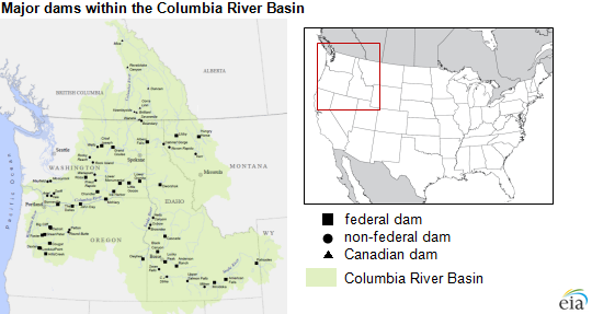 Columbia River Dams Map U.s. Energy Information Administration - Eia - Independent Statistics And  Analysis