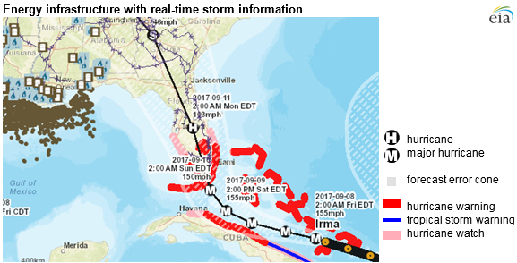 map of energy infrastructure and real-time storm information, as explained in the article text
